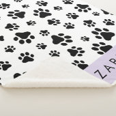 Paw Pattern, Dog Paws, Black and White, Jouw naam Sherpa Deken (3/4)