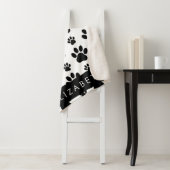 Paw Pattern, Dog Paws, Black and White, Jouw naam Sherpa Deken (In situ)