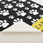 Paw Pattern, Dog Paws, Black and White, Jouw naam Sherpa Deken (3/4)