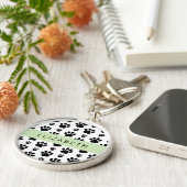 Paw Pattern, Dog Paws, Black and White, Jouw naam Sleutelhanger (Zijkant)