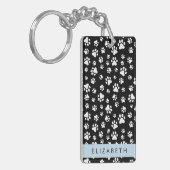 Paw Pattern, Dog Paws, Black and White, Jouw naam Sleutelhanger (Voorkant Links)