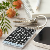 Paw Pattern, Dog Paws, Black and White, Jouw naam Sleutelhanger (Voorkant Rechts)