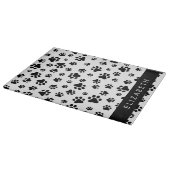 Paw Pattern, Dog Paws, Black and White, Jouw naam Snijplank (Hoek)