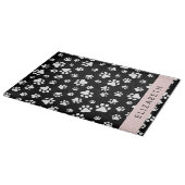 Paw Pattern, Dog Paws, Black and White, Jouw naam Snijplank (Hoek)