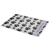 Paw Pattern, Dog Paws, Black and White, Jouw naam Snijplank (Hoek)