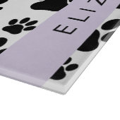 Paw Pattern, Dog Paws, Black and White, Jouw naam Snijplank (Hoek)