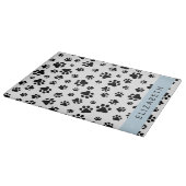 Paw Pattern, Dog Paws, Black and White, Jouw naam Snijplank (Hoek)