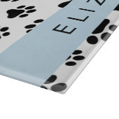 Paw Pattern, Dog Paws, Black and White, Jouw naam Snijplank (Hoek)