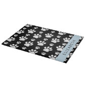 Paw Pattern, Dog Paws, Black and White, Jouw naam Snijplank (Hoek)