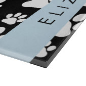 Paw Pattern, Dog Paws, Black and White, Jouw naam Snijplank (Hoek)