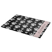 Paw Pattern, Dog Paws, Black and White, Jouw naam Snijplank (Hoek)