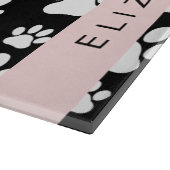 Paw Pattern, Dog Paws, Black and White, Jouw naam Snijplank (Hoek)