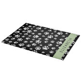 Paw Pattern, Dog Paws, Black and White, Jouw naam Snijplank (Hoek)