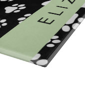Paw Pattern, Dog Paws, Black and White, Jouw naam Snijplank (Hoek)