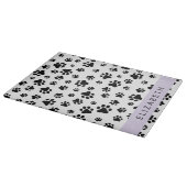 Paw Pattern, Dog Paws, Black and White, Jouw naam Snijplank (Hoek)