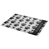 Paw Pattern, Dog Paws, Black and White, Jouw naam Snijplank (Hoek)