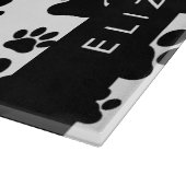 Paw Pattern, Dog Paws, Black and White, Jouw naam Snijplank (Hoek)
