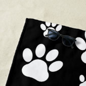 Paw Pattern, Dog Paws, Black and White, Jouw naam Strandlaken (In situ)
