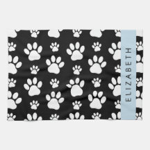 Paw Pattern, Dog Paws, Black and White, Jouw naam