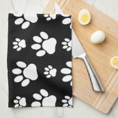 Paw Pattern, Dog Paws, Black and White, Jouw naam Theedoek (Quarter Fold)