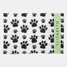 Paw Pattern, Dog Paws, Black and White, Jouw naam