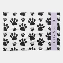 Paw Pattern, Dog Paws, Black and White, Jouw naam