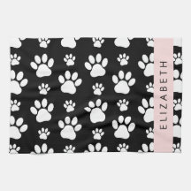 Paw Pattern, Dog Paws, Black and White, Jouw naam