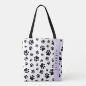 Paw Pattern, Dog Paws, Black and White, Jouw naam Tote Bag (Achterkant)