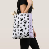 Paw Pattern, Dog Paws, Black and White, Jouw naam Tote Bag (Dichtbij)