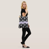 Paw Pattern, Dog Paws, Black and White, Jouw naam Tote Bag (Op model)