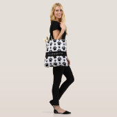 Paw Pattern, Dog Paws, Black and White, Jouw naam Tote Bag (Op model)