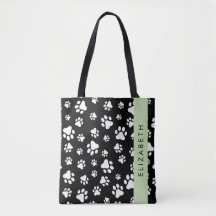 Paw Pattern, Dog Paws, Black and White, Jouw naam