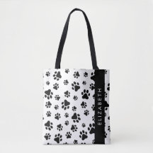 Paw Pattern, Dog Paws, Black and White, Jouw naam