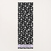 Paw Pattern, Dog Paws, Black and White, Jouw naam Yogamat (Achterkant)
