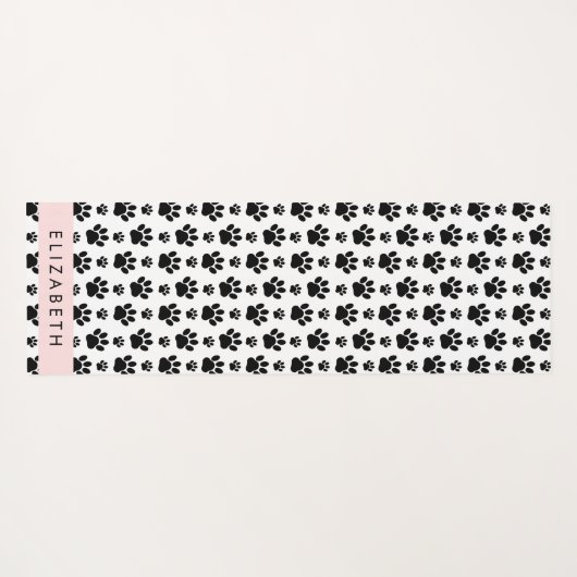Paw Pattern, Dog Paws, Black and White, Jouw naam Yogamat (Achterkant (horizontaal))