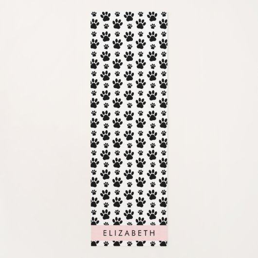 Paw Pattern, Dog Paws, Black and White, Jouw naam Yogamat (Voorkant)