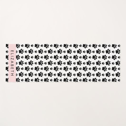 Paw Pattern, Dog Paws, Black and White, Jouw naam Yogamat (Voorkant (horizontaal))
