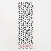 Paw Pattern, Dog Paws, Black and White, Jouw naam Yogamat (Voorkant)