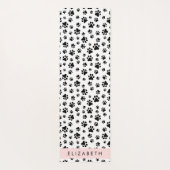Paw Pattern, Dog Paws, Black and White, Jouw naam Yogamat (Achterkant)