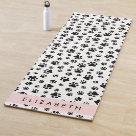 Paw Pattern, Dog Paws, Black and White, Jouw naam Yogamat