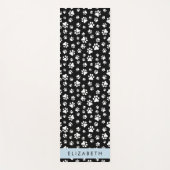 Paw Pattern, Dog Paws, Black and White, Jouw naam Yogamat (Voorkant)