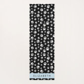 Paw Pattern, Dog Paws, Black and White, Jouw naam Yogamat (Achterkant)