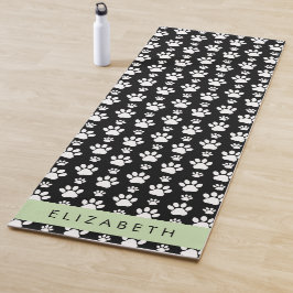 Paw Pattern, Dog Paws, Black and White, Jouw naam Yogamat