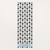 Paw Pattern, Dog Paws, Black and White, Jouw naam Yogamat (Achterkant)