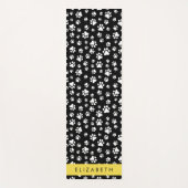 Paw Pattern, Dog Paws, Black and White, Jouw naam Yogamat (Voorkant)
