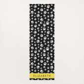 Paw Pattern, Dog Paws, Black and White, Jouw naam Yogamat (Achterkant)