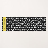 Paw Pattern, Dog Paws, Black and White, Jouw naam Yogamat (Voorkant (horizontaal))