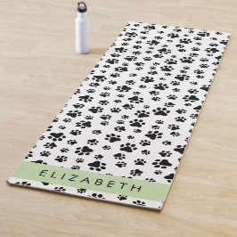 Paw Pattern, Dog Paws, Black and White, Jouw naam Yogamat