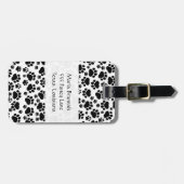 Paw Pattern, Dog Paws, Black and White, Monogram Bagagelabel (Voorkant horizontaal)
