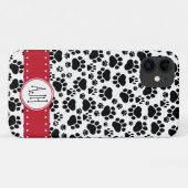 Paw Pattern, Dog Paws, Black and White, Monogram Case-Mate iPhone Case (Achterkant (horizontaal))